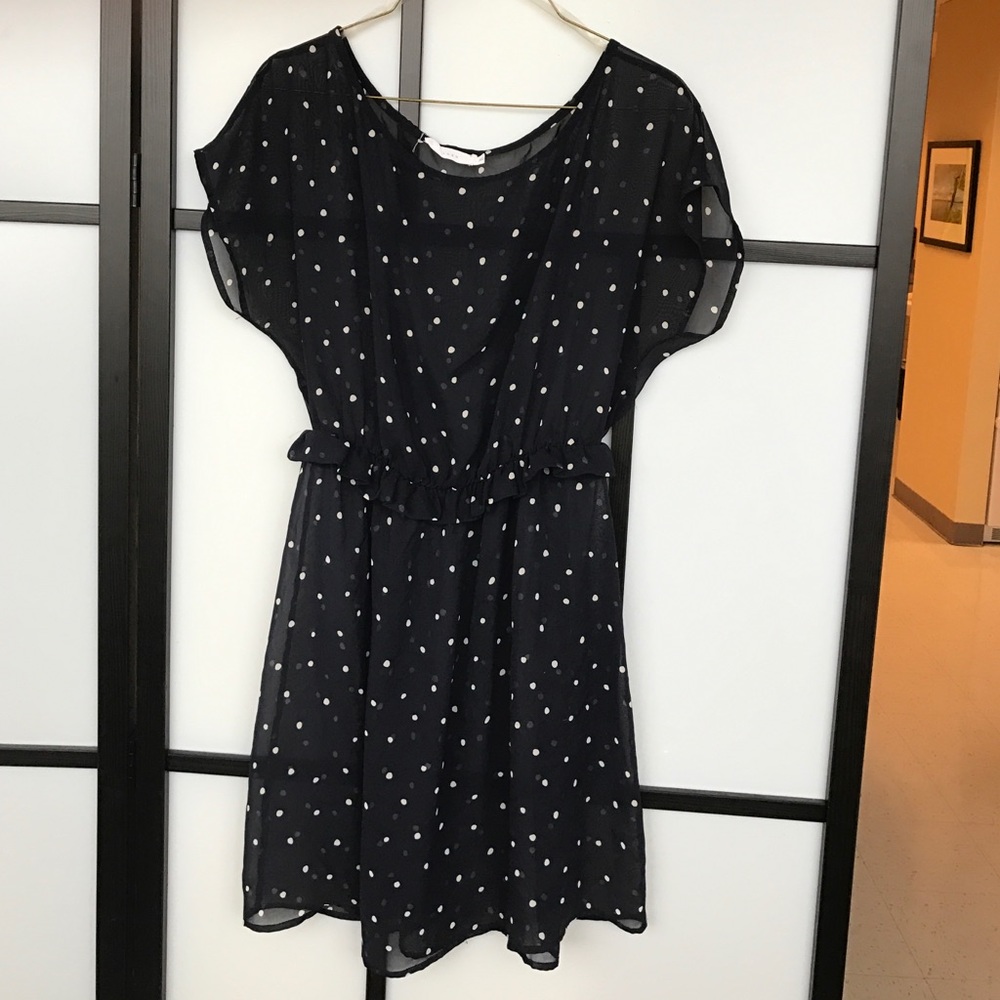 Blue polka dot dress- see thru