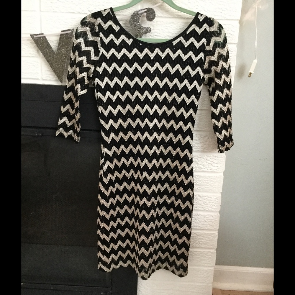 Black and gold  chevron dress with lower back