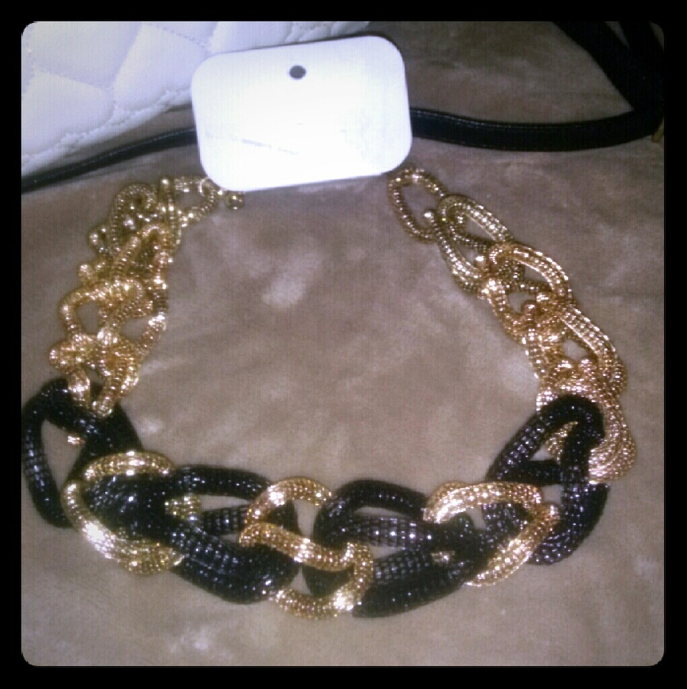 Aldo chunky black and gold necklace