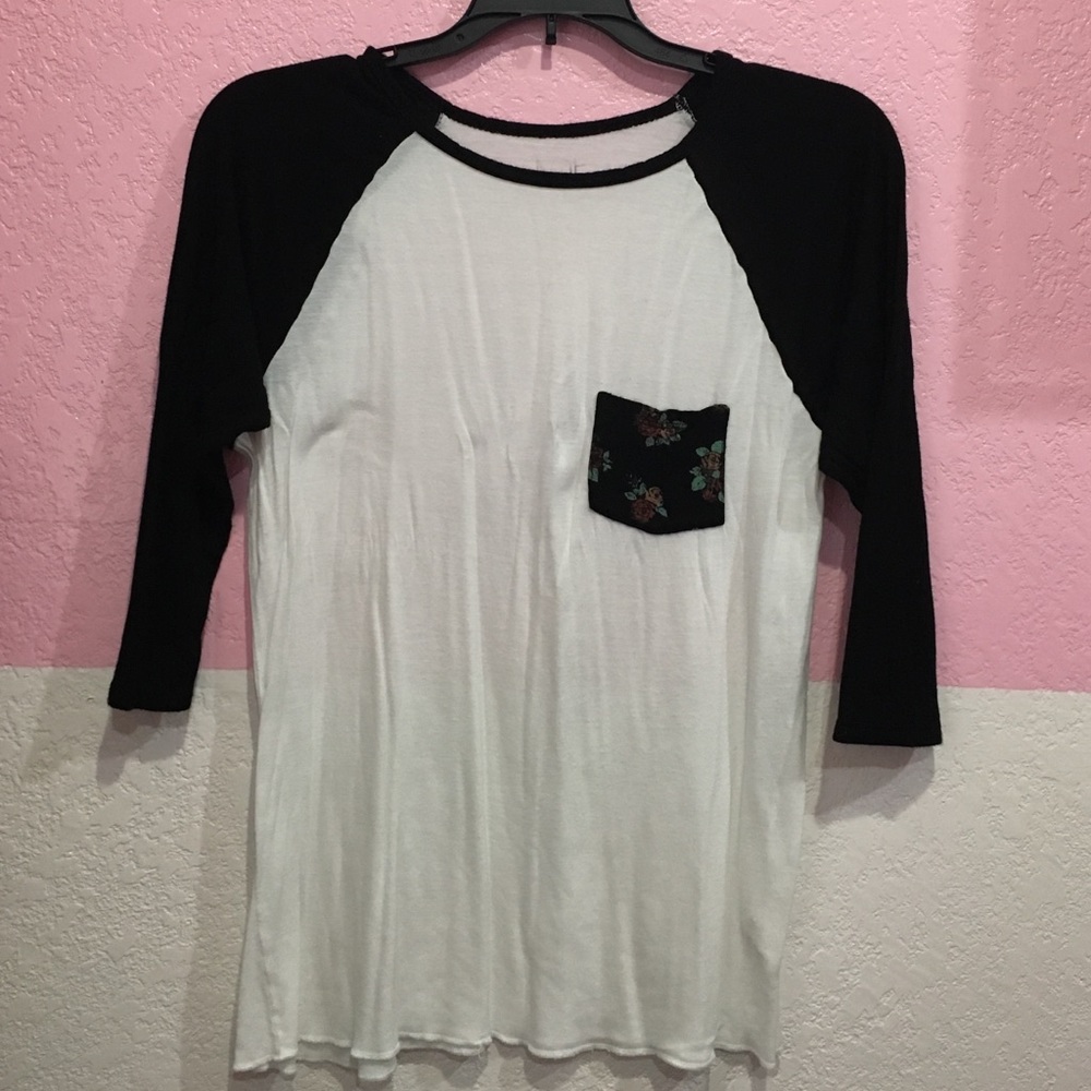 Floral pocket baseball tee