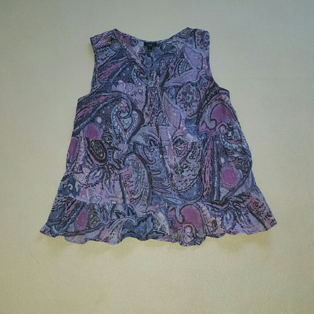 Talbots Petite purple paisley top.