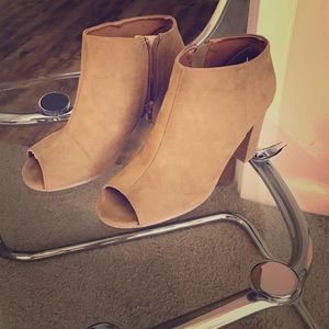 Tan Peep Toe Booties