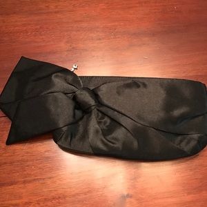 Black satin bow clutch