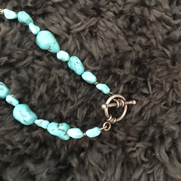 Turquoise and maroon/brown stone cross necklace - Picture 3 of 4