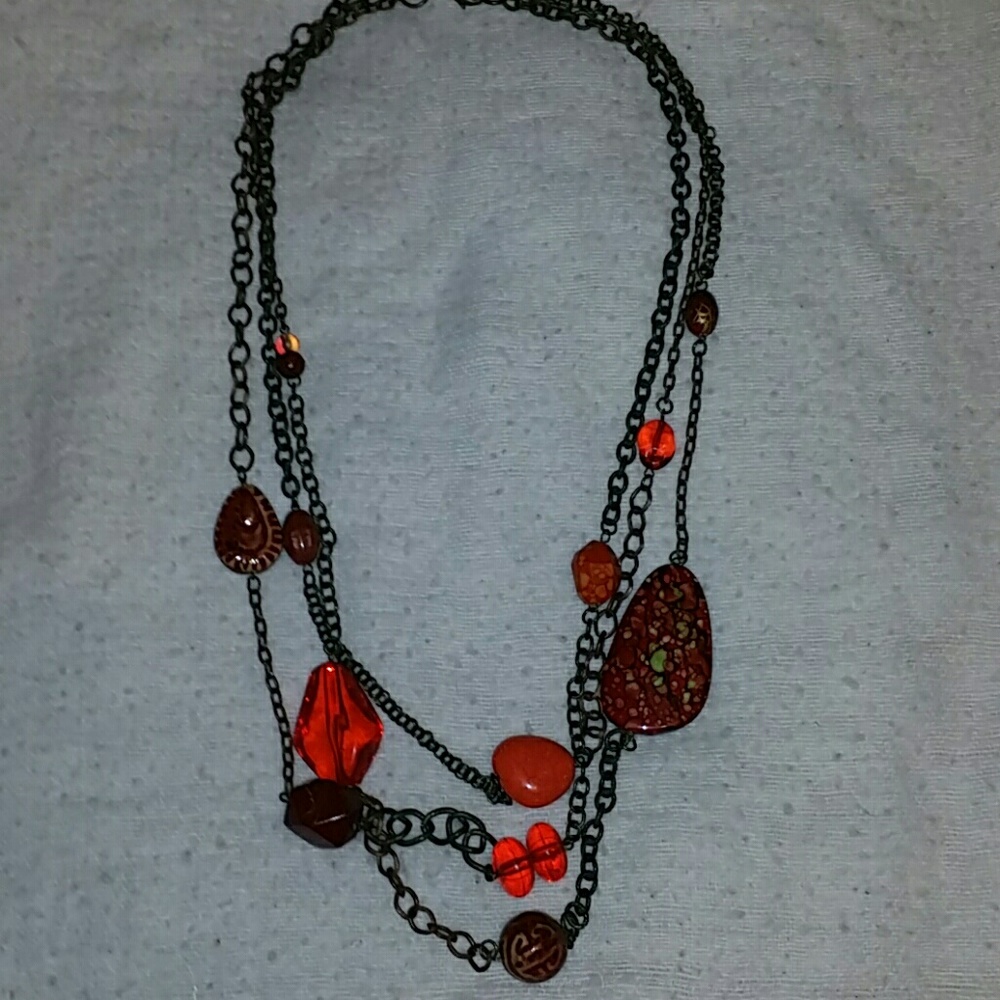 Orange long necklace