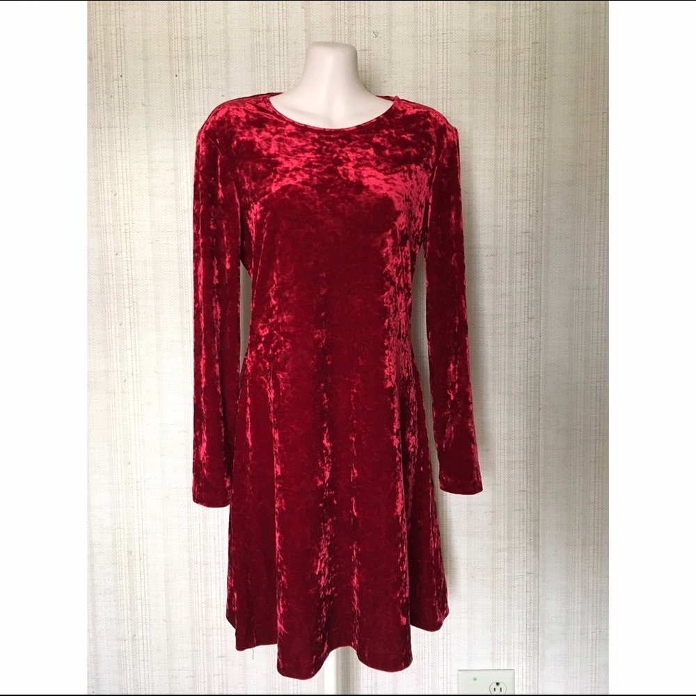 Vintage red crushed velvet dress.