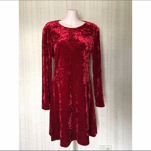 Vintage red crushed velvet dress.