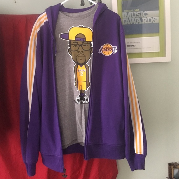 Lakers zip up hoody by adidas and matching shirt. - Picture 1 of 4
