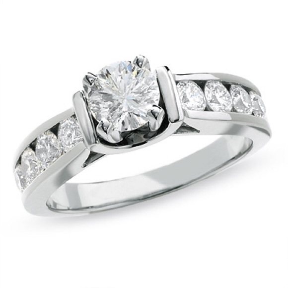Zales Floating Diamond Design Engagement Ring - Picture 1 of 4