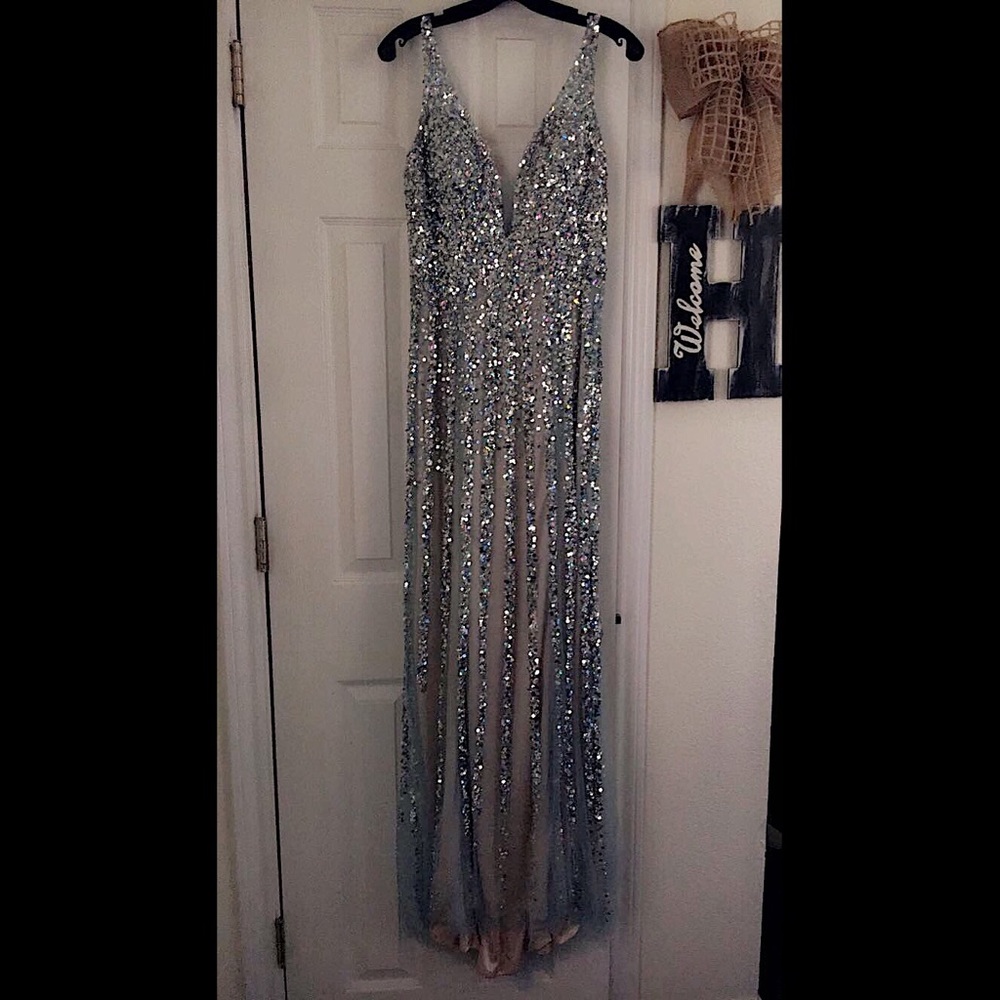 Light Blue & Lace, Glittered PROM DRESS