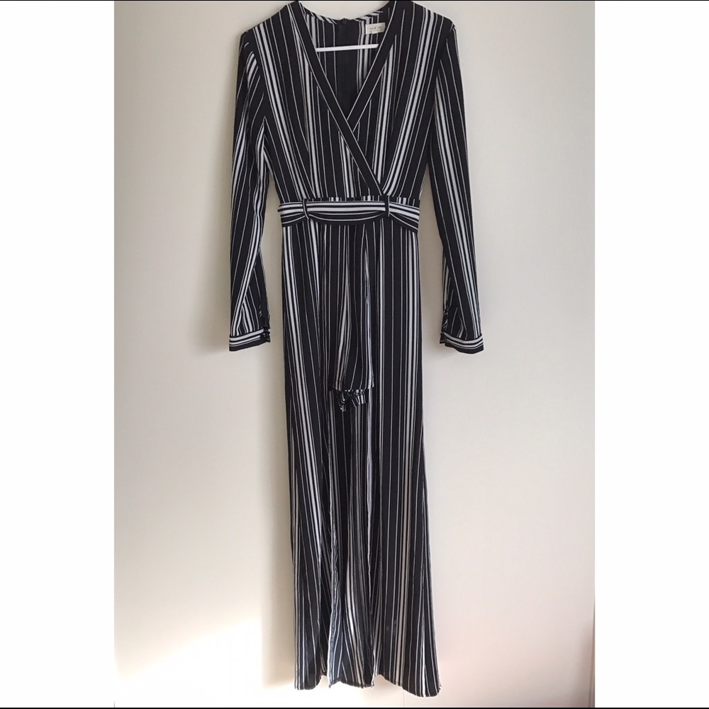 Skort romper with maxi overlay roll up /stripe