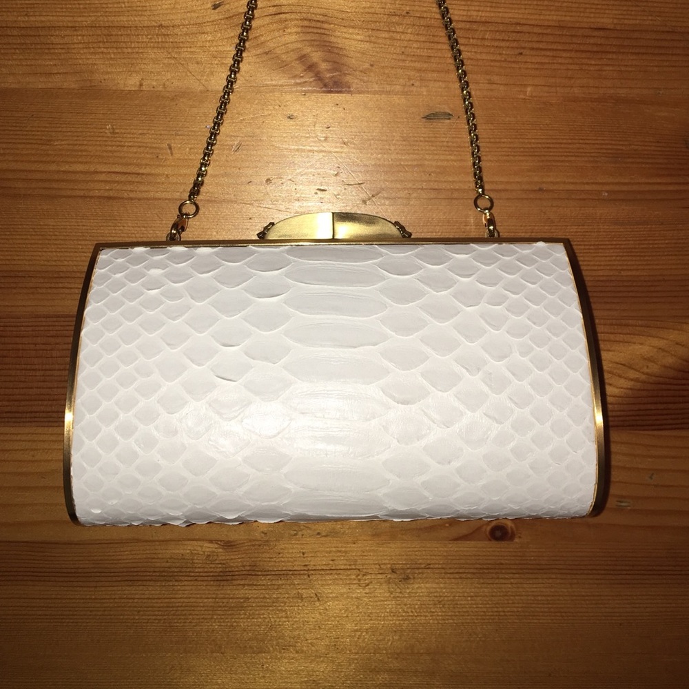 Thale Blanc Embellished Python Clutch - image 1