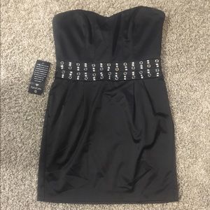 Black strapless dress