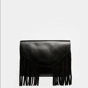 Asos fringed leather clutch