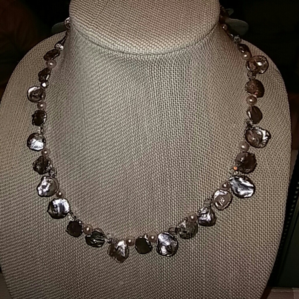 Glamorous Silver Keishi Pearls Necklace