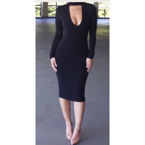 LAST ONE ☝️ Curvy Diva Choker Dress Black Only - Picture 2 of 6