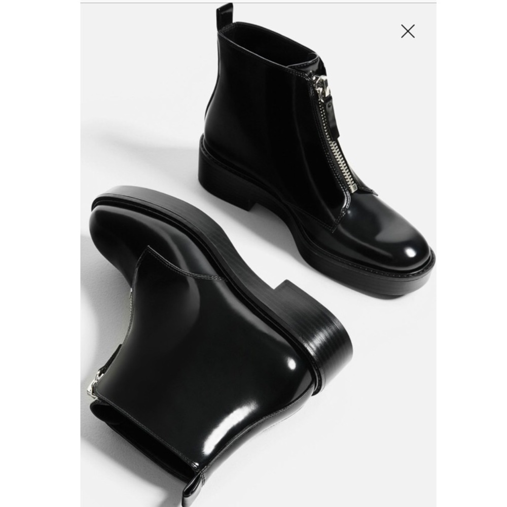 ❤SALE Zara Flat Ankle Boots W/ Zip 37 NWT - Picture 3 of 8