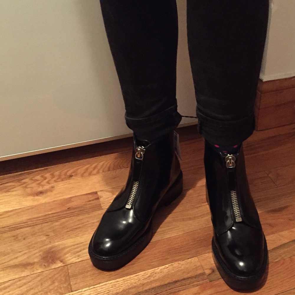 ❤SALE Zara Flat Ankle Boots W/ Zip 37 NWT - Picture 6 of 8