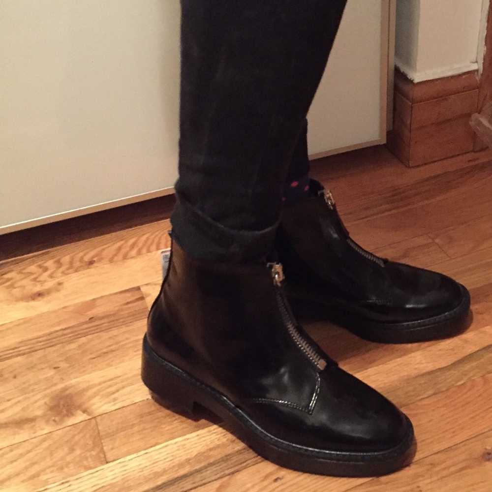 ❤SALE Zara Flat Ankle Boots W/ Zip 37 NWT - Picture 7 of 8