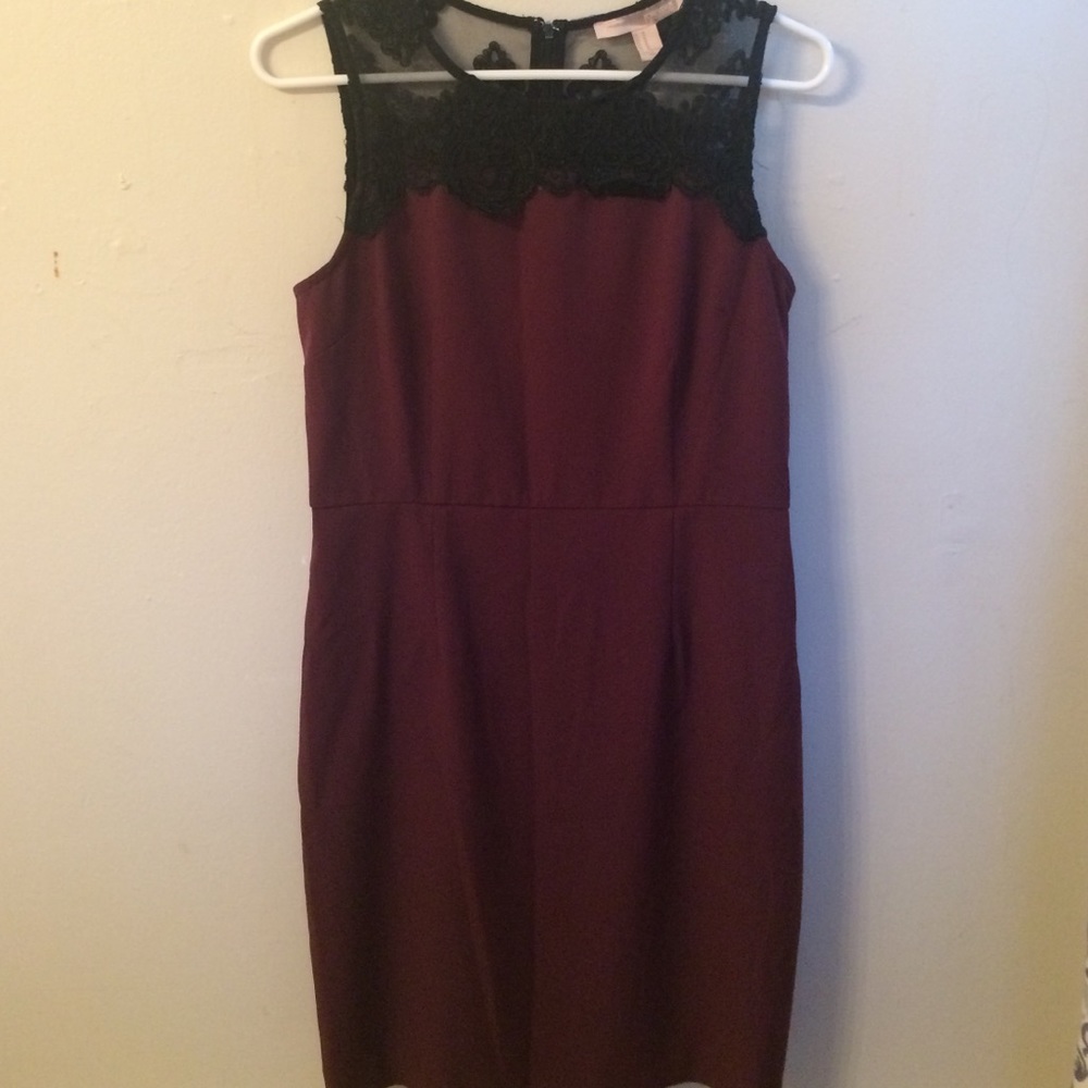 Forever 21 Maroon Black Lace Dress Medium