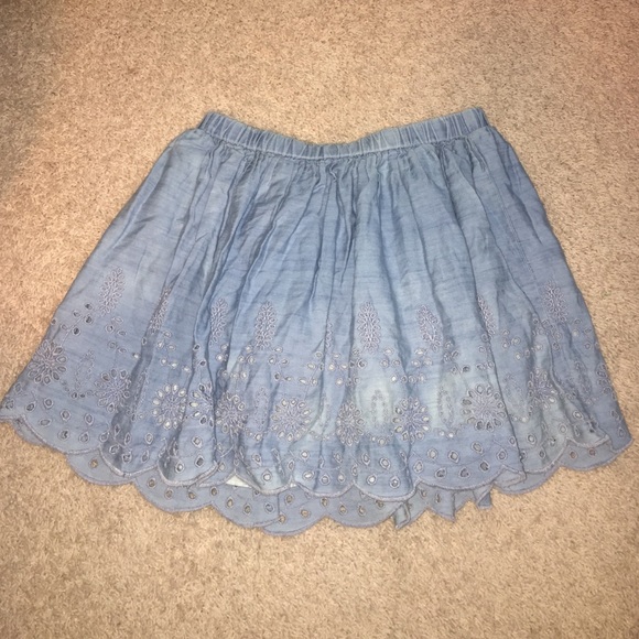 Boho Cutout Chambray Skirt - Picture 1 of 3