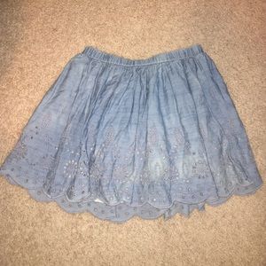 Boho Cutout Chambray Skirt