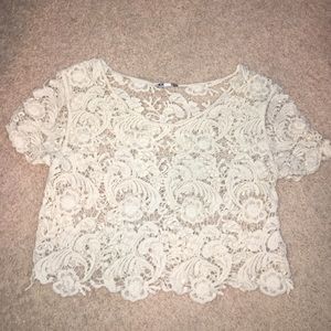 Cream Crochet Boho Festival Shirt