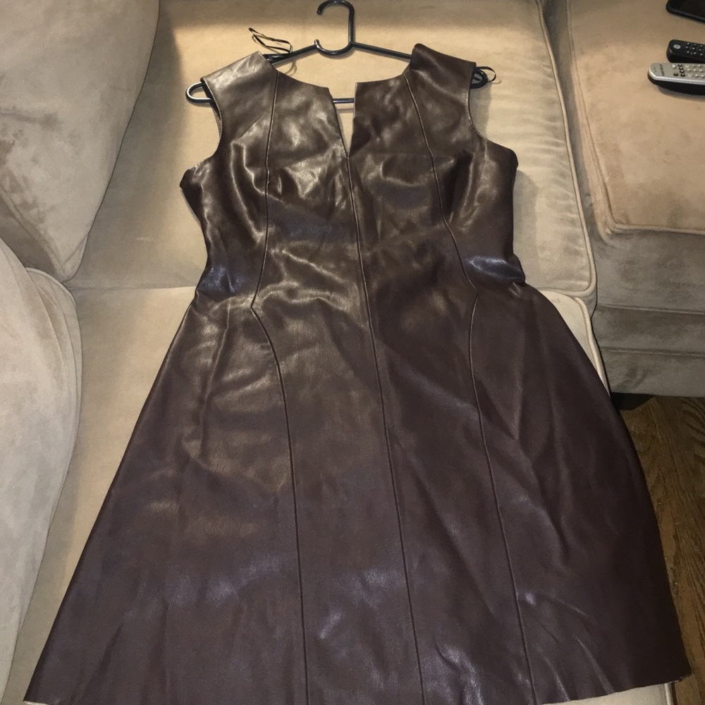 Brown leather dress