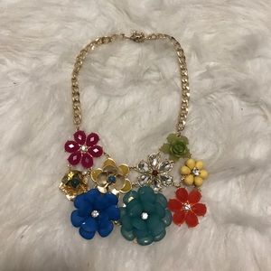 Colorful super cute flower statement necklace