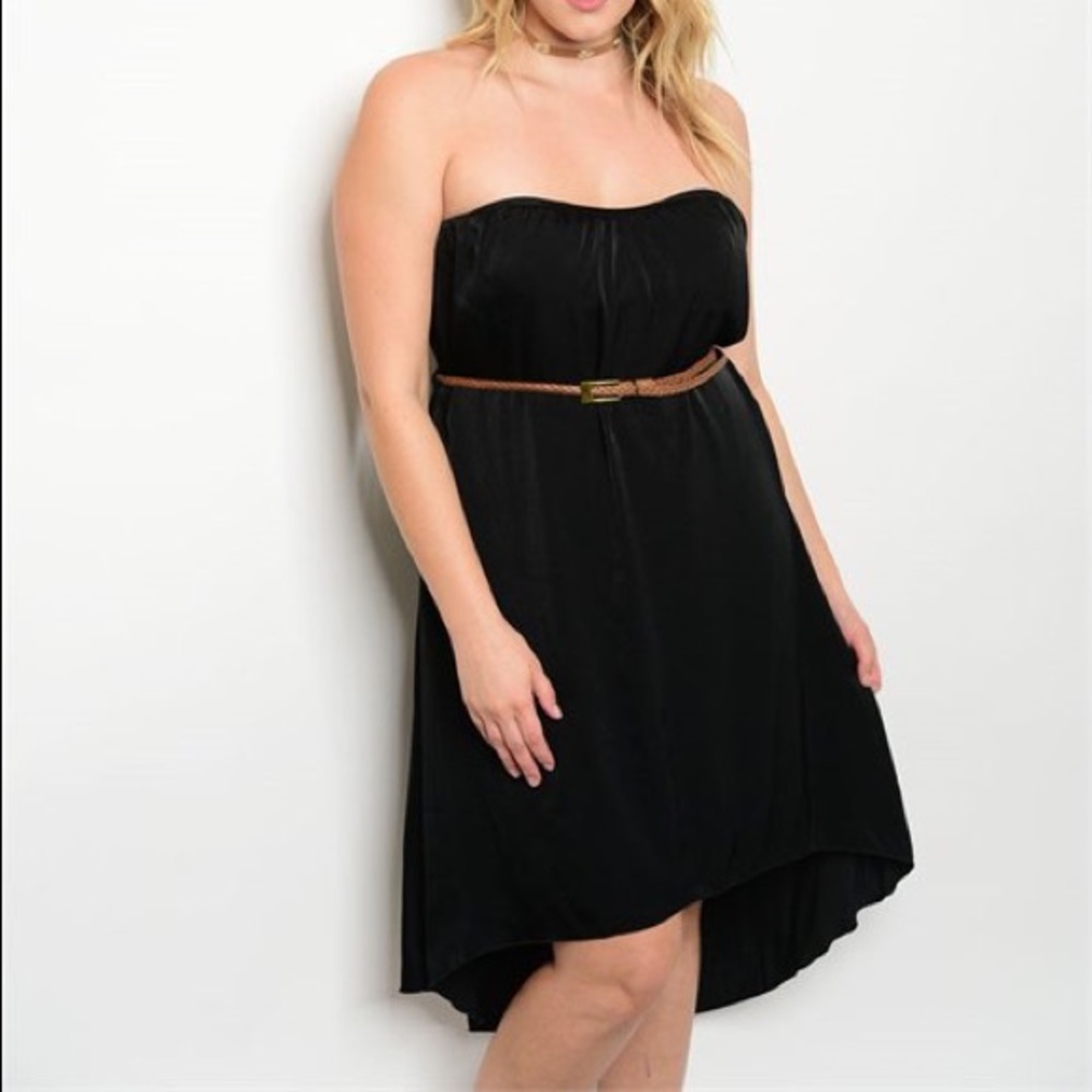Plus Size 1X, 2X, 3X Charming Highlow Black Dress