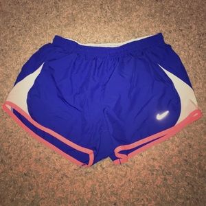 Blue Nike Shorts with Coral Detail