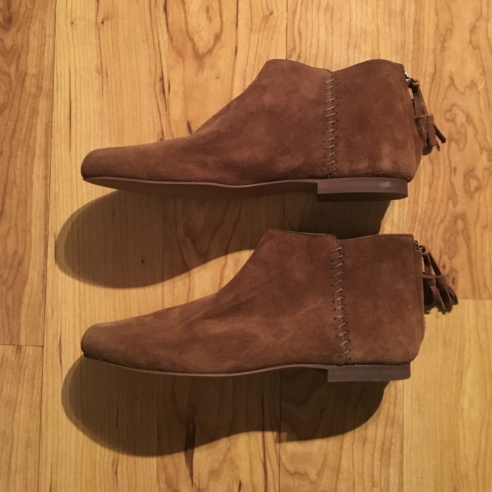 Madewell Brown Suede Boots with Zipper Tassles