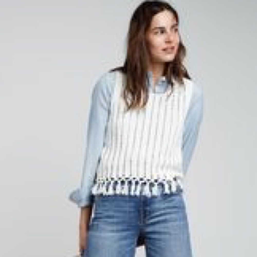 Madewell Crochet Fringe Sweater Vest
