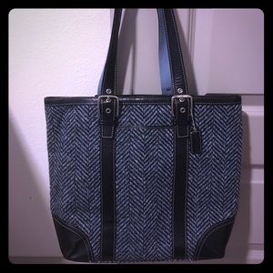 Blue Tweed Coach Tote