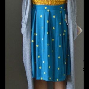 NWT LulaRoe Madison - Teal with Yellow Polka Dot M