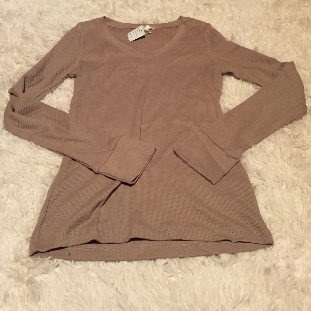 nwt tan waffle knit tee
