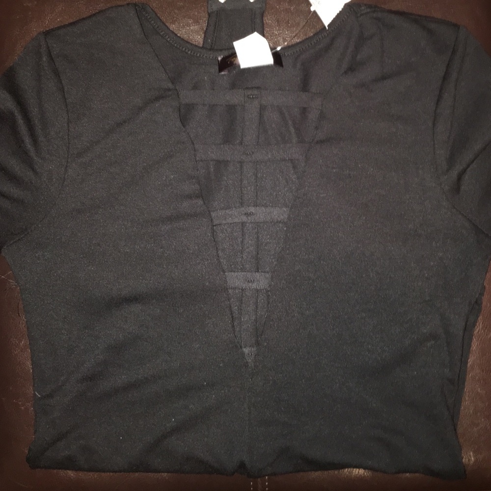 BODYSUIT - black, long sleeve, thong