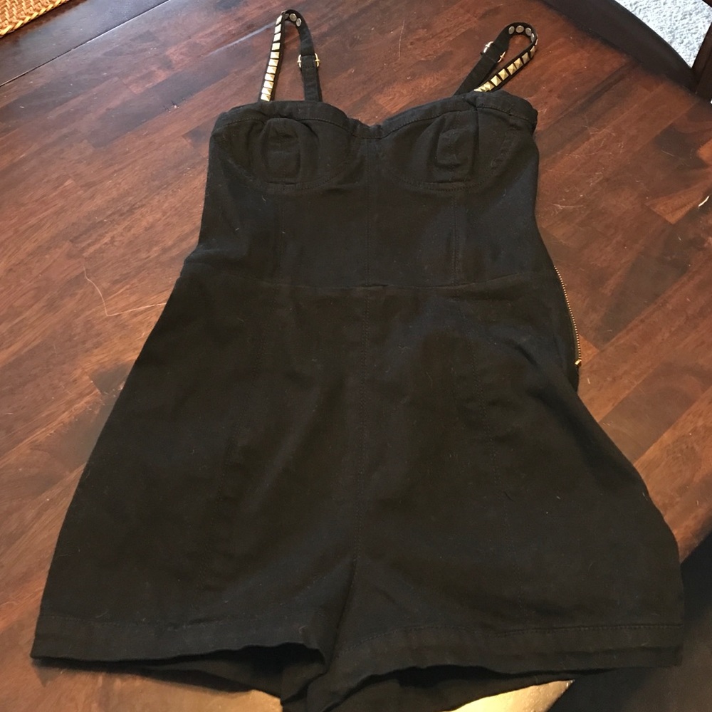 Black jumpsuit/ romper with studded straps