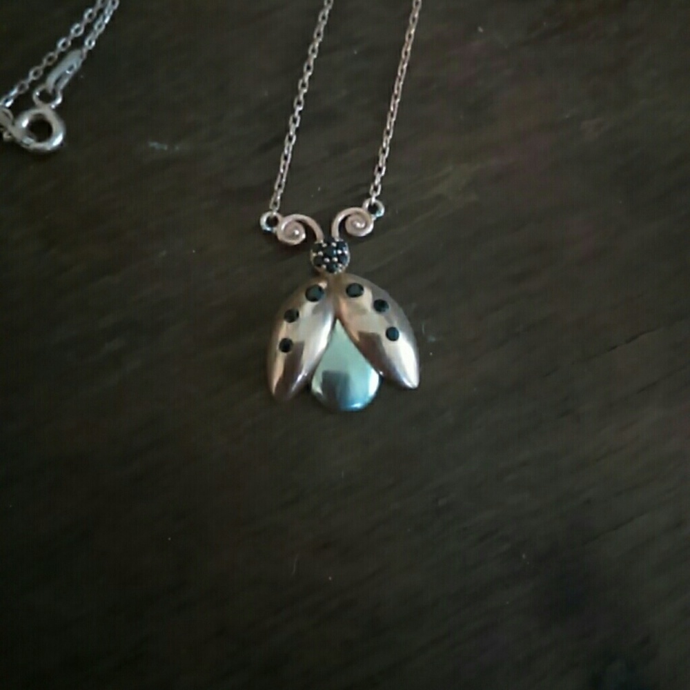 Rose gold plated lady bug necklace