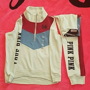 **SOLD** Pink VS Half zip & gym pant