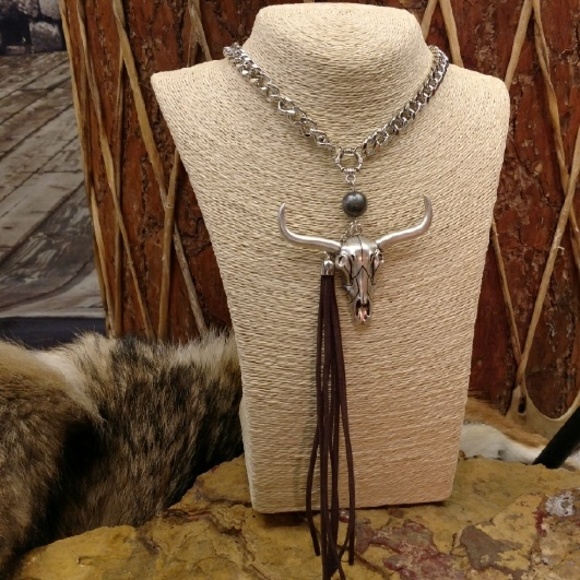 Boutique Jewelry -  BACK IN STOCK! Steer Skull Tassel Necklace
