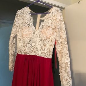 A red and white prom dress.