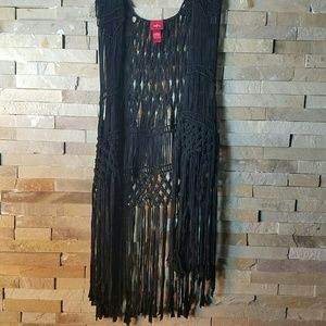 Daytrip womens Black fringe vest