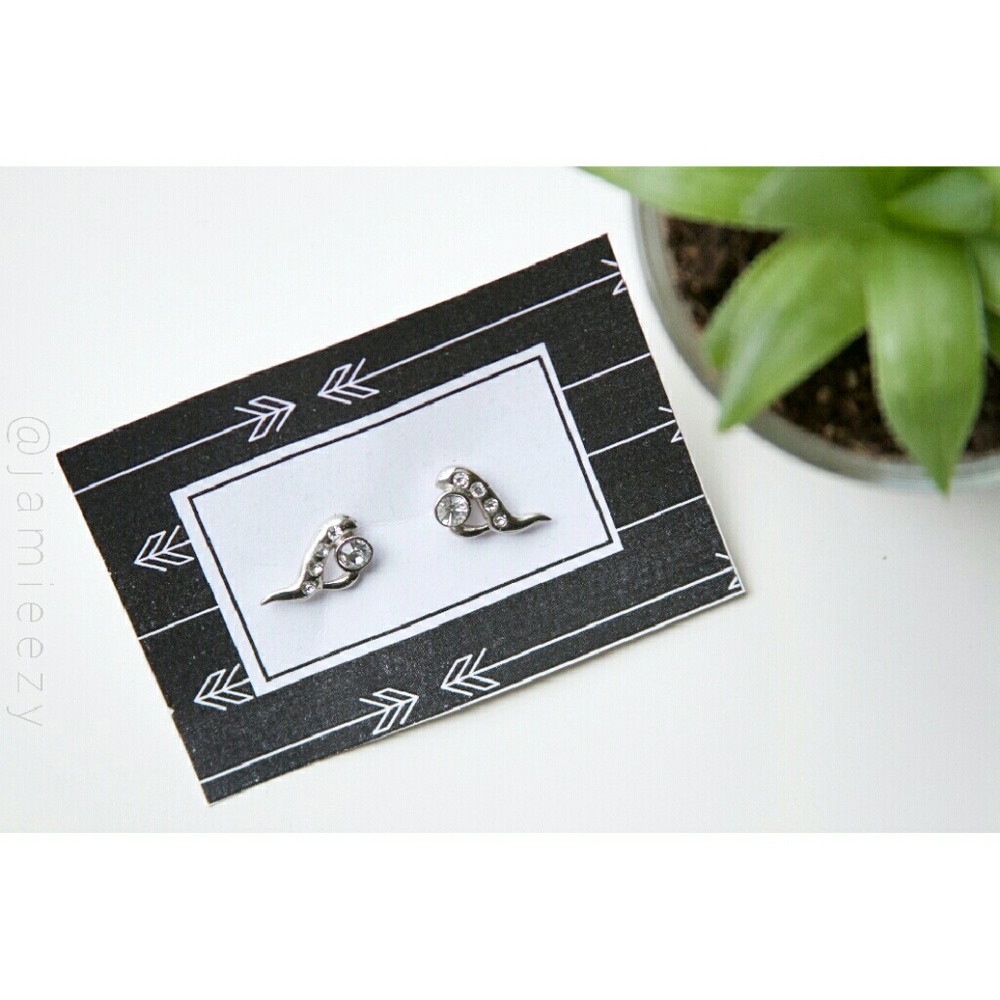 Silver Color CZ Post Earrings - Picture 1 of 4