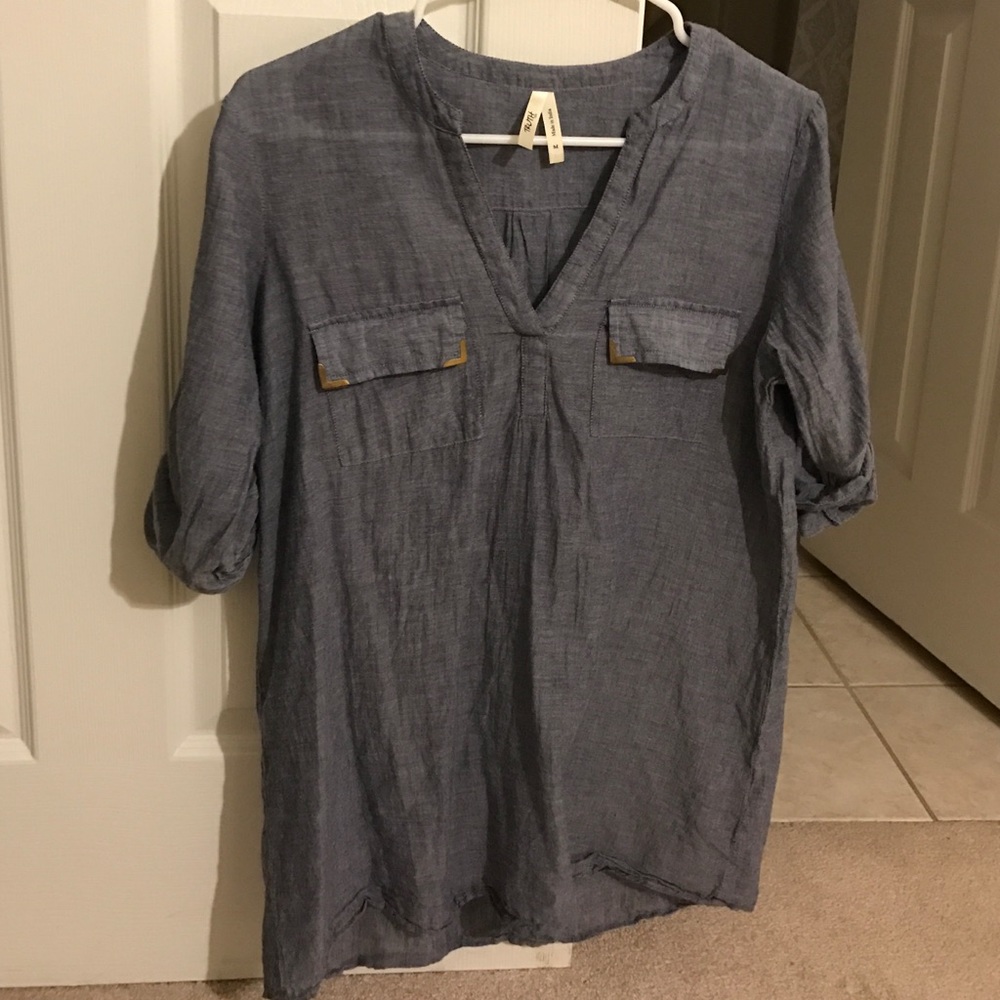 Chambray thin tunic top