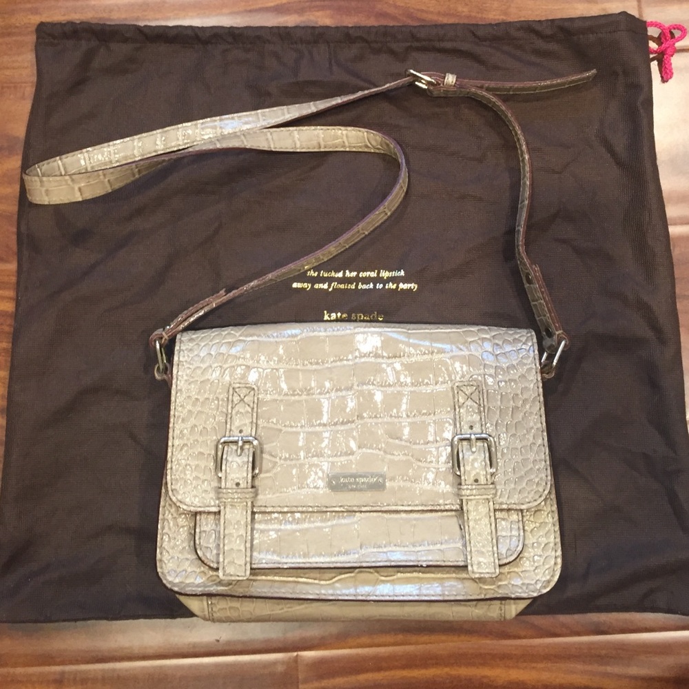 Kate spade patent leather taupe cross body bag