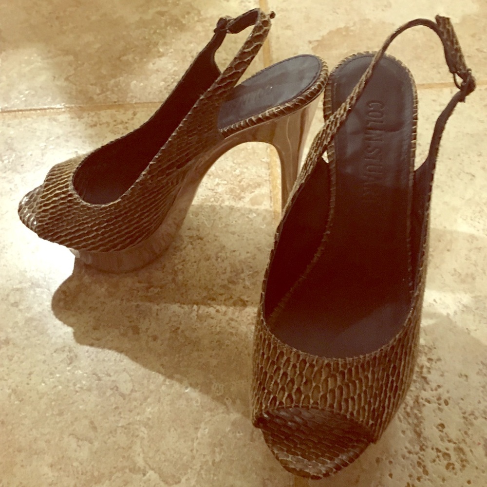 Colin Stuart peep toe sling back heels.