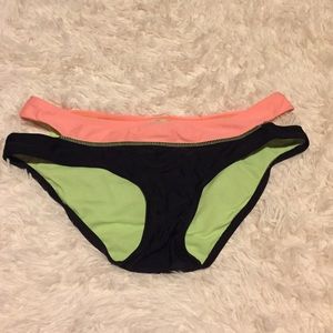 coral, black + lime green bikini bottoms