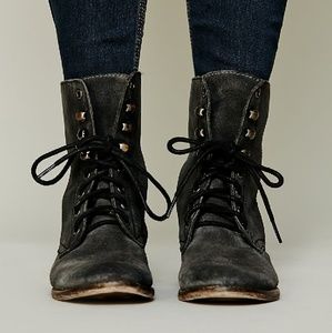Free People Truemay Black/Gray Combat Boots