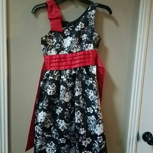 Red black and white dress